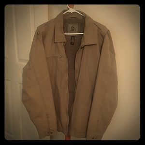 EUC fleece-lined canvas jacket, taupe